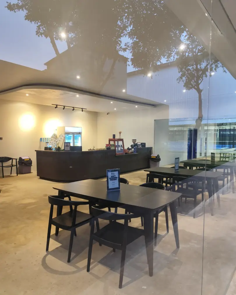 Café tables and counter
